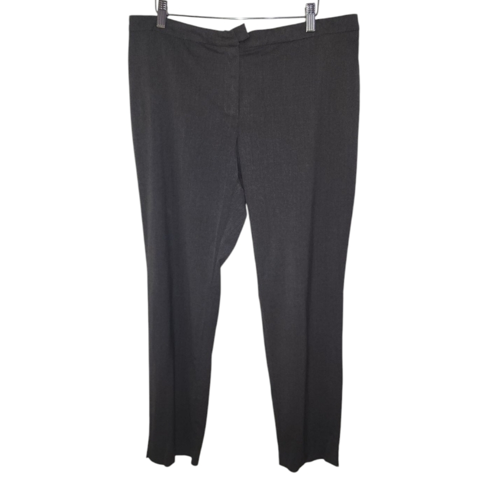 David Chase Italian Wool Straight Leg Grey Trousers - Women's